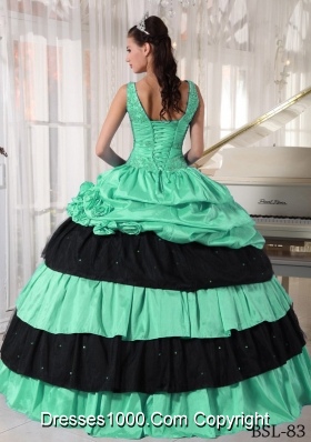 Cheap Apple Green Ball Gown V-neck 2014 Quinceanera Dress with Beading