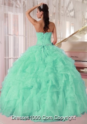 Discount Aqua Blue Ball Gown Strapless with Ruching and Beading Quinceanera Dress