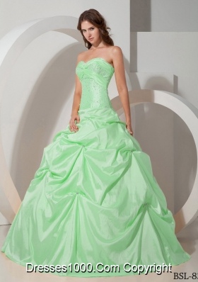 Elegant Ball Gown Sweetheart Beading Quinceanera Dress in Apple Green