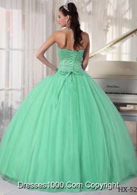 Elegant Ball Gown Sweetheart Quinceanera Dress in Apple Green with Beading and Appliques