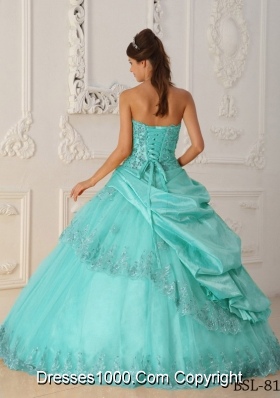 Baby Blue Princess Sweetheart Quinceanera Dress with  Taffeta  Beading