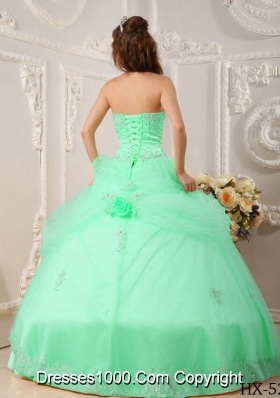 Beautiful Quinceanera Dress Ball Gown Sweetheart with Appliques in Apple Green