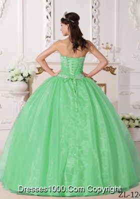 Elegant Quinceanera Dress in Apple Green Ball Gown with Appliques