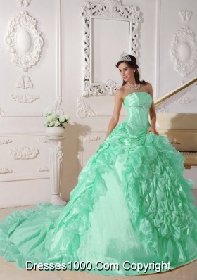 Fashionable Apple Green Ball Gown Strapless with Beading Quinceanera Dress