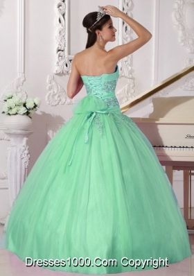 Lovely Apple Green Ball Gown Strapless with Beading Quinceanera Dress