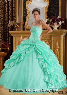 Lovely Apple Green Ball Gown with Appliques and Beading Quinceanera Dress