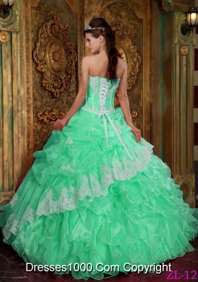 Popular Apple Green Ball Gown Strapless with Ruffles Quinceanera Dress