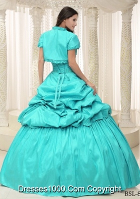 2014 New Style Aqua Blue Sweetheart Appliques Lace Up For Quinceanera Dress