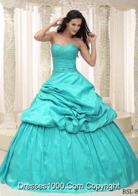 2014 New Style Aqua Blue Sweetheart Appliques Lace Up For Quinceanera Dress