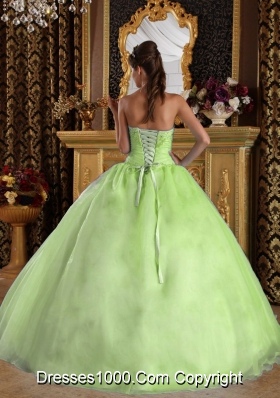 2014 Perfect Quinceanera Dress in Yellow Green Sweetheart Ball Gown with Beading