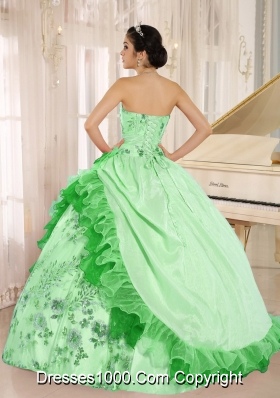 2014 Popular Ball Gown Strapless Quinceanera Gowns with Applqiues