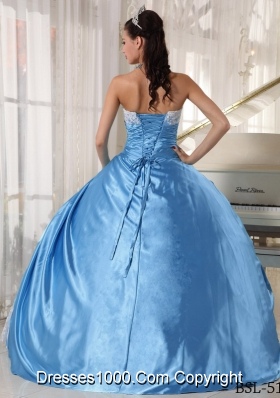 2014 Spring Aqua Blue Ball Gown Strapless Quinceanera Dress with Lace