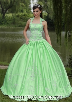 2014 Spring Green Quinceanera Dress  with Appliques and Beading