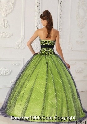 Black and Yellow Green  Beading and Embroidery Sweet Sixteen Quinceanera Dresses