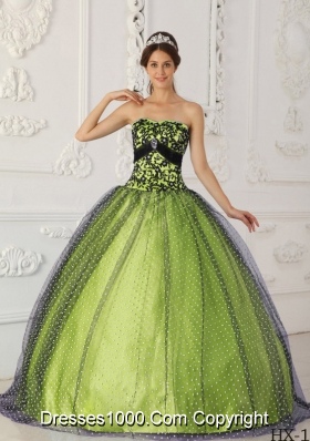 Black and Yellow Green  Beading and Embroidery Sweet Sixteen Quinceanera Dresses