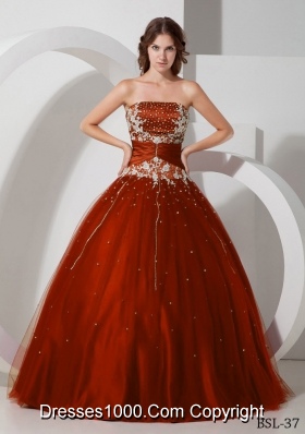 Discount Appliques and Beading Wine Red Quinceanera Dresses Gowns