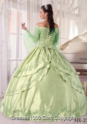 Off The Shoulder Appliques Quincenera Dresses with Long Sleeves