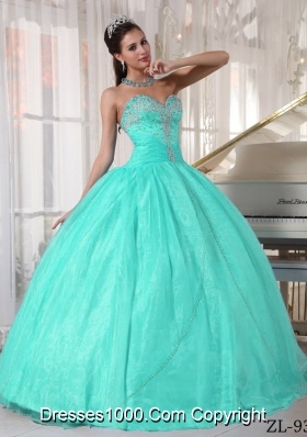 Pretty Aqua Blue Ball Gown Sweetheart 2014 Quinceanera Dress with Appliques