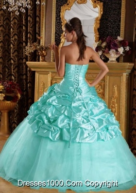 Quinceanera Dress in Baby Blue Ball Gown with Beading and Hand Made Flowers