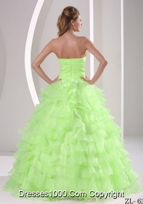 Ruffled Sweetheart Appliques and Beading Quinceaners Gowns Dresses For 2014 Military Ball