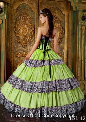 Discount Sweetheart Zebra Quinceanera Dress with Layers and Appliques