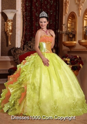 Gorgeous Puffy Embroidery Quinceanera Dresses Strapless Organza