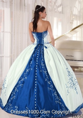 Ball Gown Strapless Appliques Satin White Quinceanera Dresses Gowns