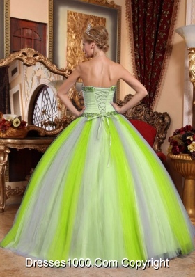 Discount Multi-color Sweetheart Tulle Beading Quinceanera Dress