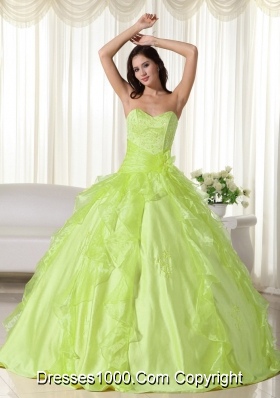 Discount Yelllow Green Sweetheart Embroidery Dresses For a Quince