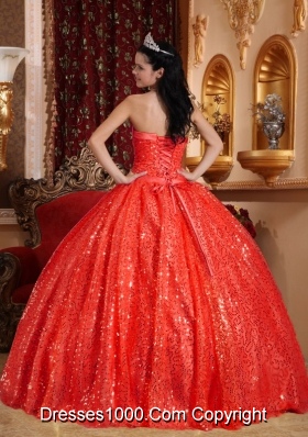 Puffy Discount Strapless Sequined Red Quinceneara Dresses