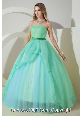 2014 Blue Princess Strapless Beading Quinceanera Dresses with Embroidery