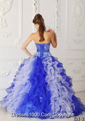 2014 Multi-color Ball Gown Sweetheart Ruffles and Beading Quinceanera Dress