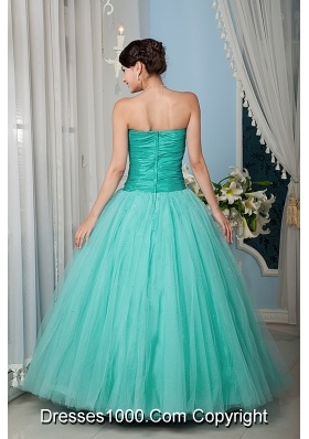 2014 Turquoise Princess Sweetheart Beading Quinceanera Dress