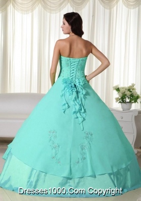 Aqua Blue Ball Gown Sweetheart Quinceanera Dress with  Chiffon Beading