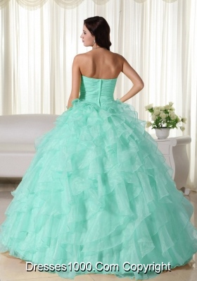 Baby Blue Ball Gown Sweetheart Neck Quinceanera Dress with  Organza Appliques