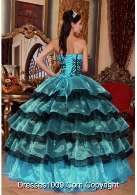 Multi-color Ball Gown Sweetheart Quinceanera Dress with  Organza Ruffles