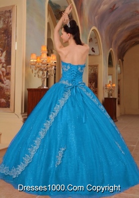 2014 Teal Ball Gown Sweetheart Embroidery Quinceanera Dress with Beading