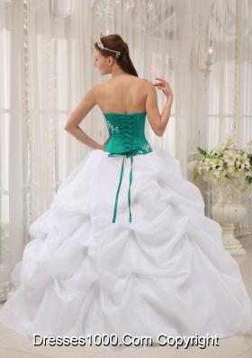 Ball Gown White Ball Gown Strapless Appliques and Pick-ups Quinceanera Dress