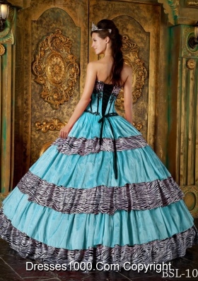 Luxurious Ball Gown Sweetheart Quinceanera Dress with  Zebra Ruffles