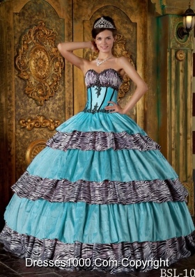 Luxurious Ball Gown Sweetheart Quinceanera Dress with  Zebra Ruffles