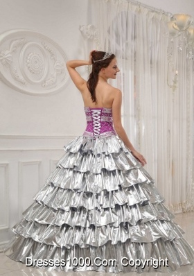 Popular Princess Strapless Beading Quinceanera Dress with Ruffled Layers