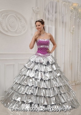 Popular Princess Strapless Beading Quinceanera Dress with Ruffled Layers