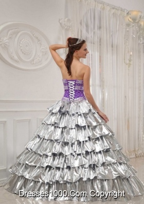 Popular Princess Strapless Beading Quinceanera Dress with Ruffled Layers for 2014