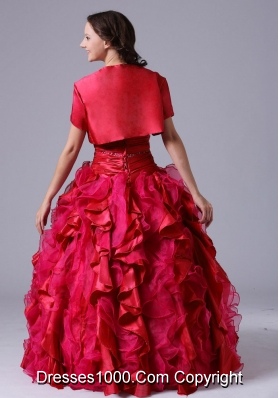 Wine Red Beaded Decorate Bust Quinceanera Gown with Ruffles