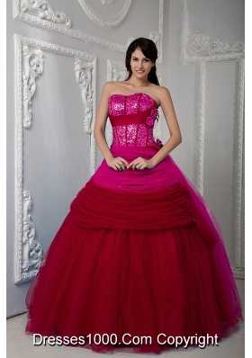 Wine Red Sweetheart Sequins and Bowknot Quinceanera