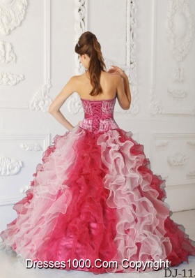 Luxurious A-Line Sweetheart Ruffles Multi-color Quinceanera Dresses with Beading