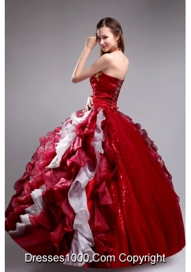 New Style Wine Red Applqiues and Ruffles Quinceanera Dresses with Halter