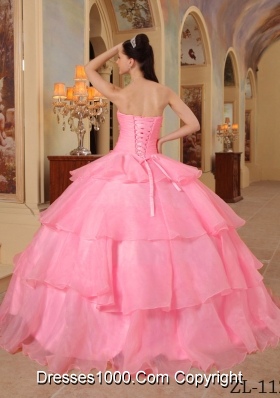 2014 Watermelon Ball Gown Sweetheart Beading Quinceanera Dress with Appliques