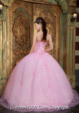 Elegant Baby Pink Ball Gown Sweetheart Quinceanera Dress with Appliques