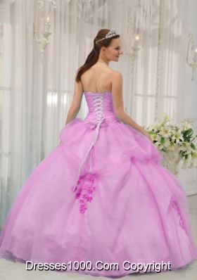 2014 Gorgeous Pink Ball Gown Sweetheart Appliques Quinceanera Dress